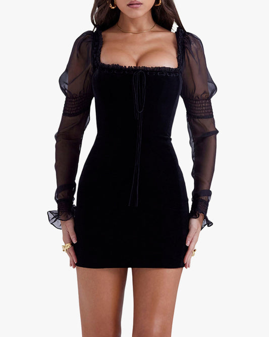 BLACK VELVET MINI DRESS