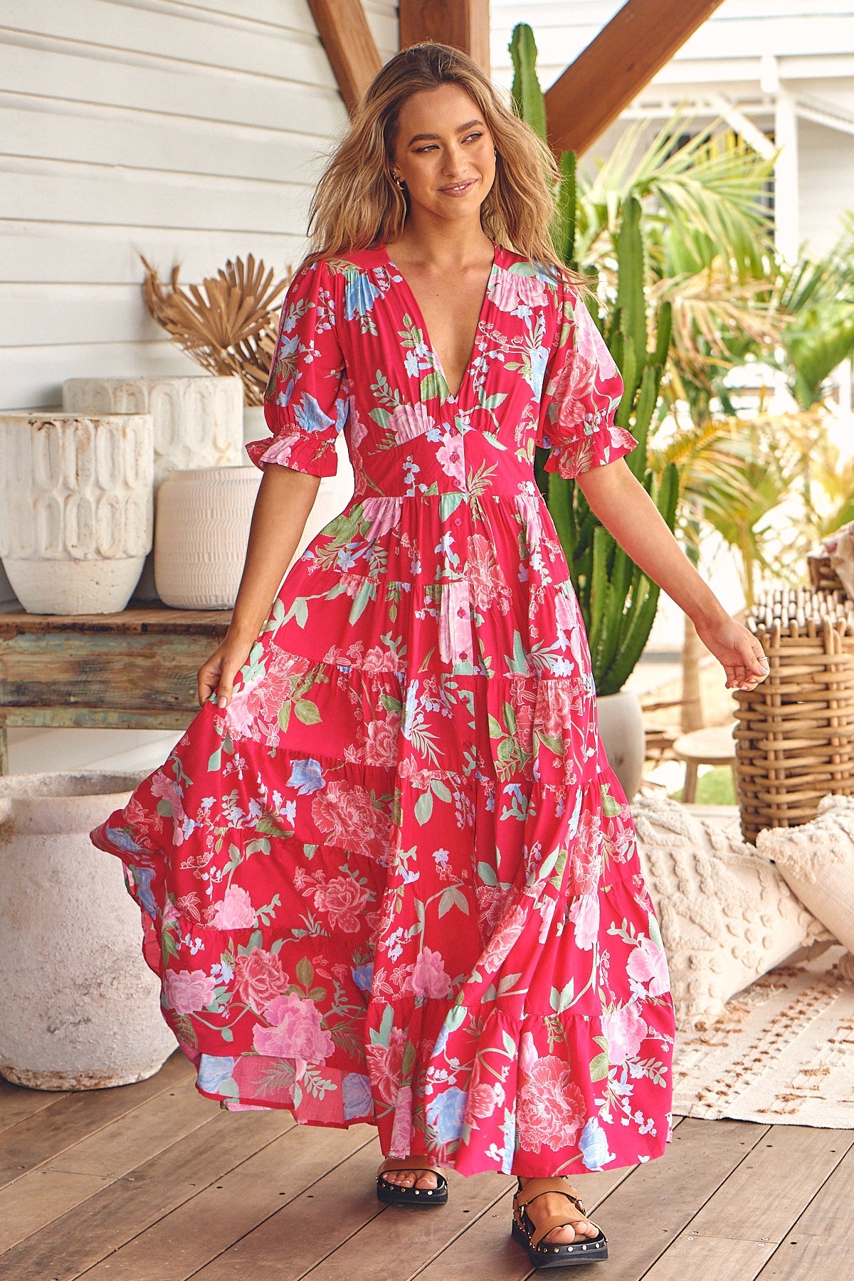 Cerise Print Annabel Maxi