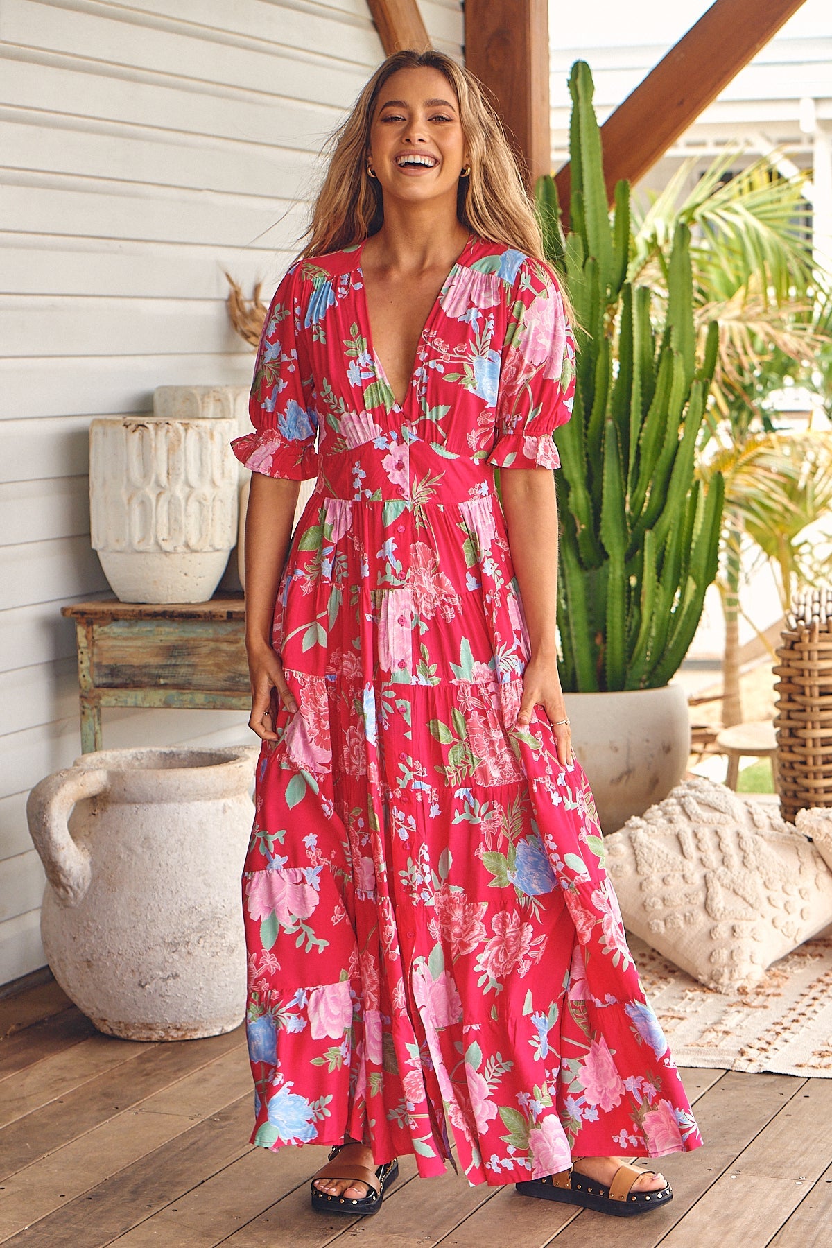 Cerise Print Annabel Maxi