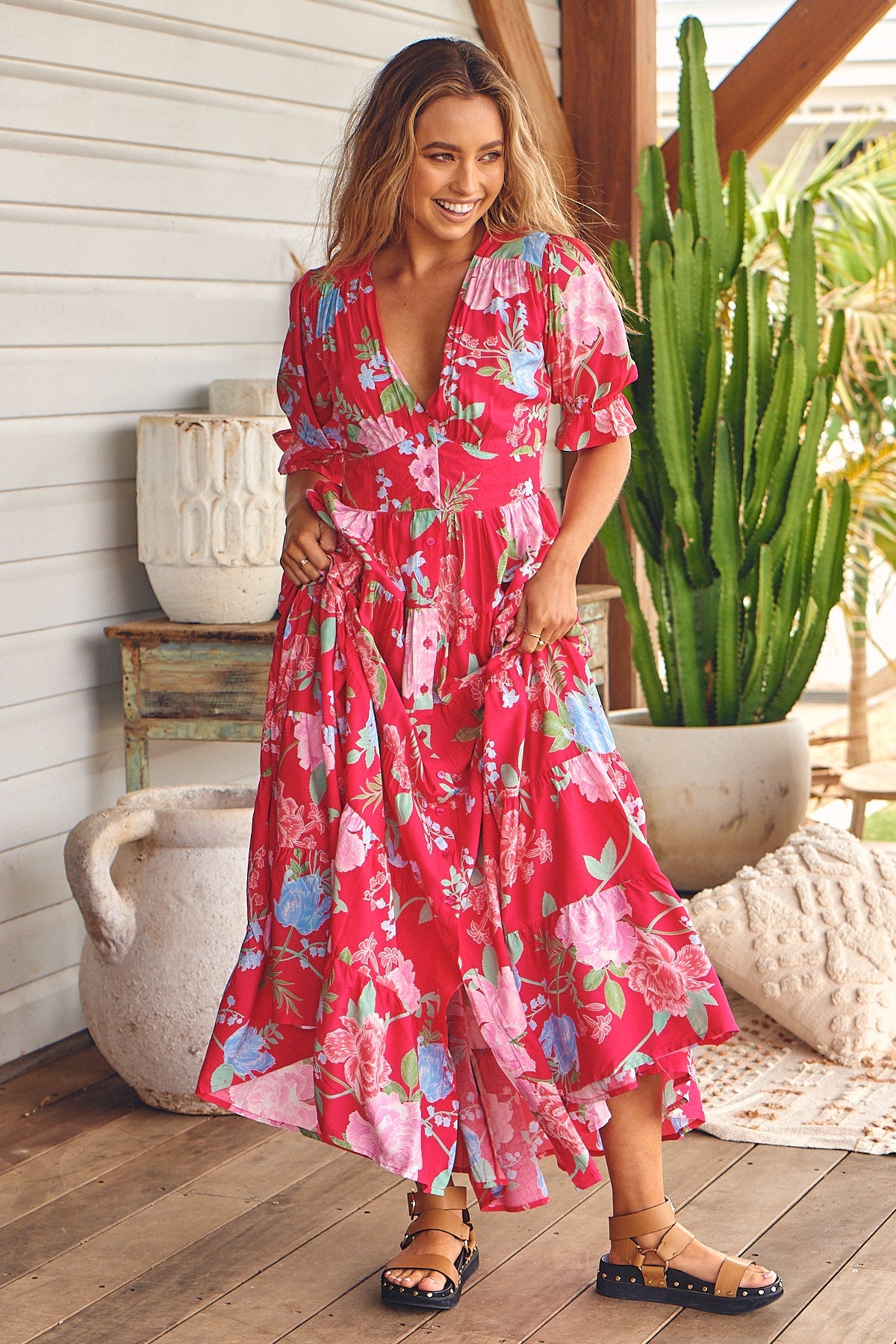 Cerise Print Annabel Maxi