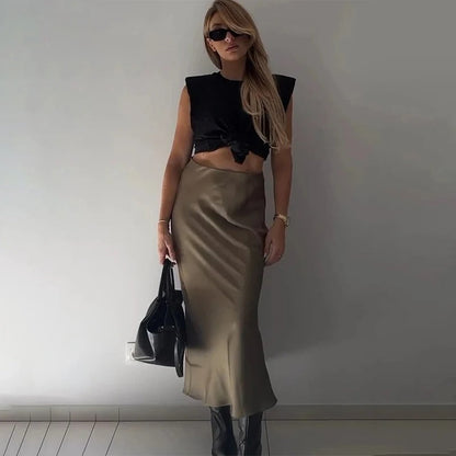 LONG SATIN SKIRT