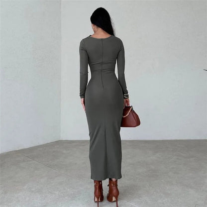 EMMY - LONG SIDE RUCHED DRESS